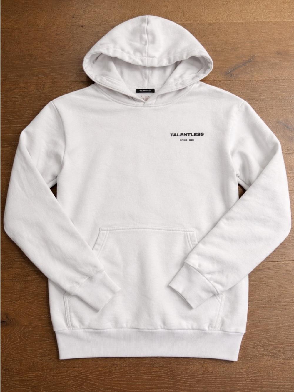 Talentless White Hoodie XS Oversized Logo Sweatshirt Pullover Streetwear Cozy - Picture 2 of 8